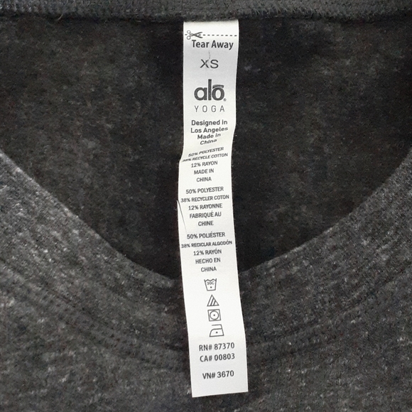 ALO Yoga Heathered Grey Black Rapids Sweatshirt Size XS. - Picture 8 of 8